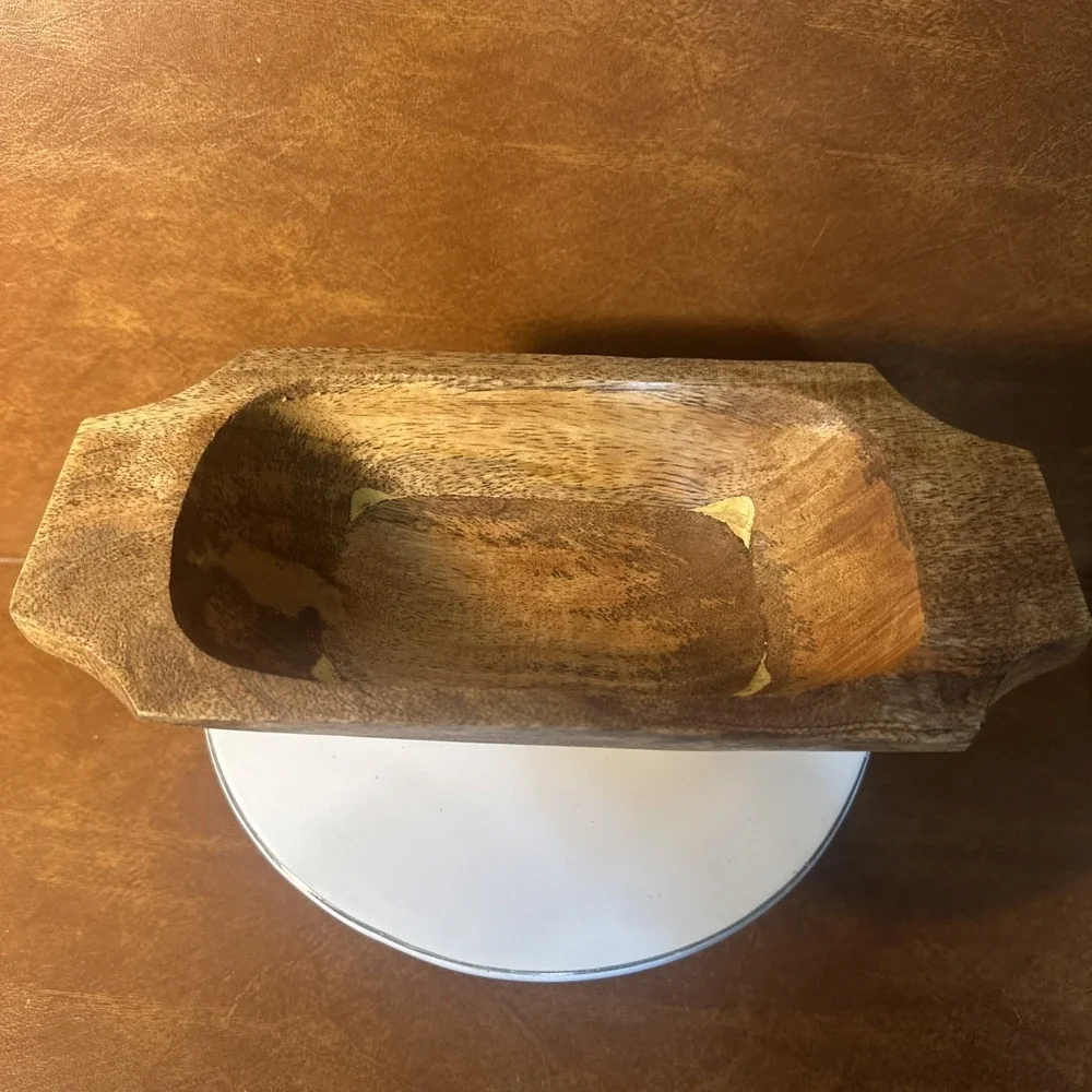 Vintage Rustic Hand Carved Mango Wood Dough/Fruit Bowl 10